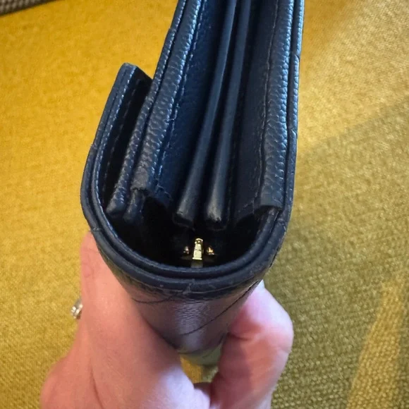 Yves Saint Laurent Cassandre Matelasse Large Flap Wallet in Grain Leather Navy - Picture 8 of 14